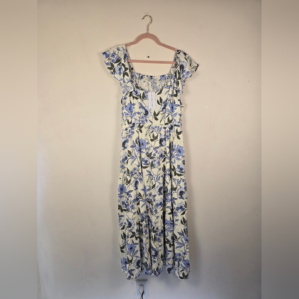 NWT Baltic Born Sorrento Blue Floral Tiered Linen/rayon Maxi Dress. Ladies XL - Picture 3 of 13